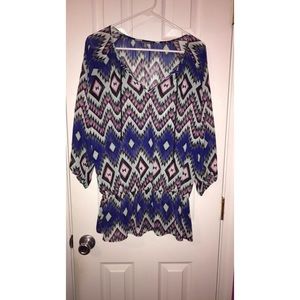 Multicolor Aztec chiffon blouse